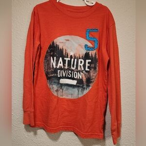Cat & Jack Boys Nature Division Orange Long Sleeve Shirt Size Small (6-7)